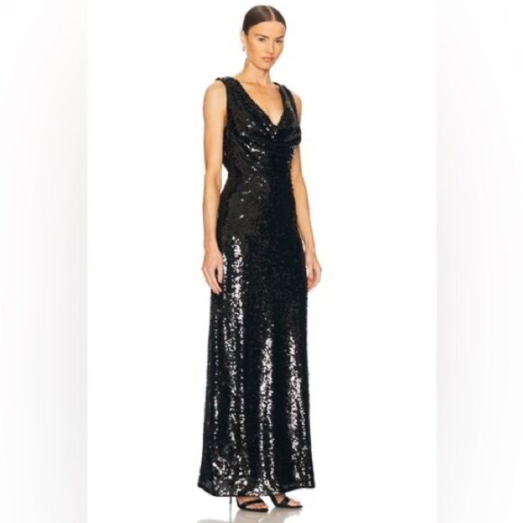 NWT House Of Harlow 1960 Viola Maxi Black Gown Dress Sequin Size XS - Picture 4 of 11